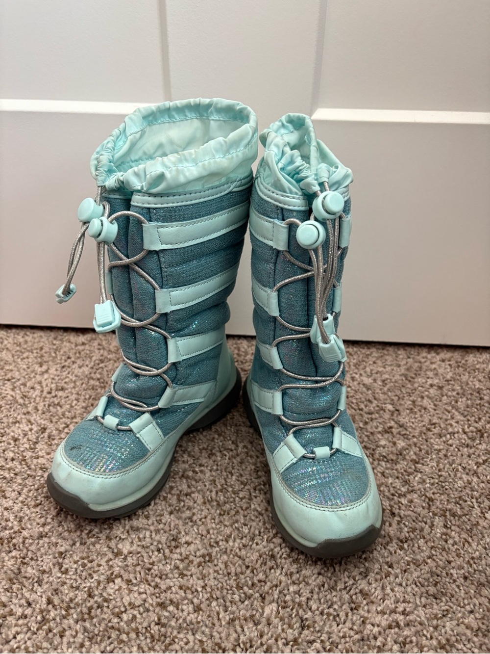 Lands' End Kids Snowflake Insulated Snow Boots – blue Iridescent – size 10